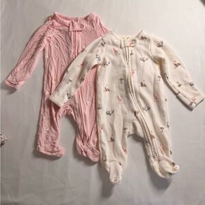 Carter's Pink and Cream Footed One Pieces